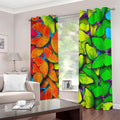 Rainbow Butterfly Pattern Print Dimout Grommet Curtains