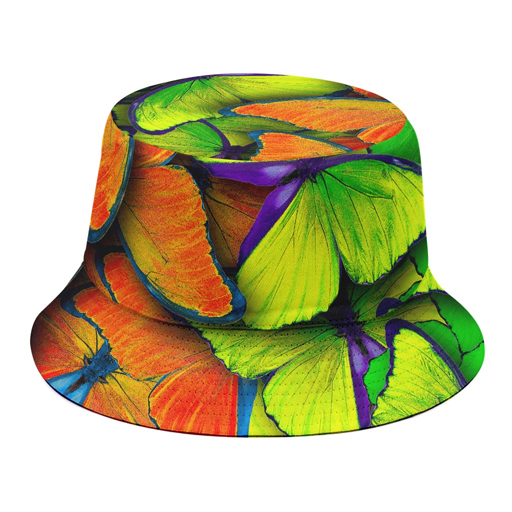 Rainbow Butterfly Pattern Print Bucket Hat