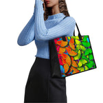 Rainbow Butterfly Pattern Print Canvas Tote Bag