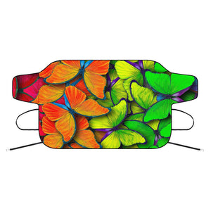 Rainbow Butterfly Pattern Print Car Windshield Snow Cover