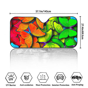 Rainbow Butterfly Pattern Print Car Windshield Sun Shade