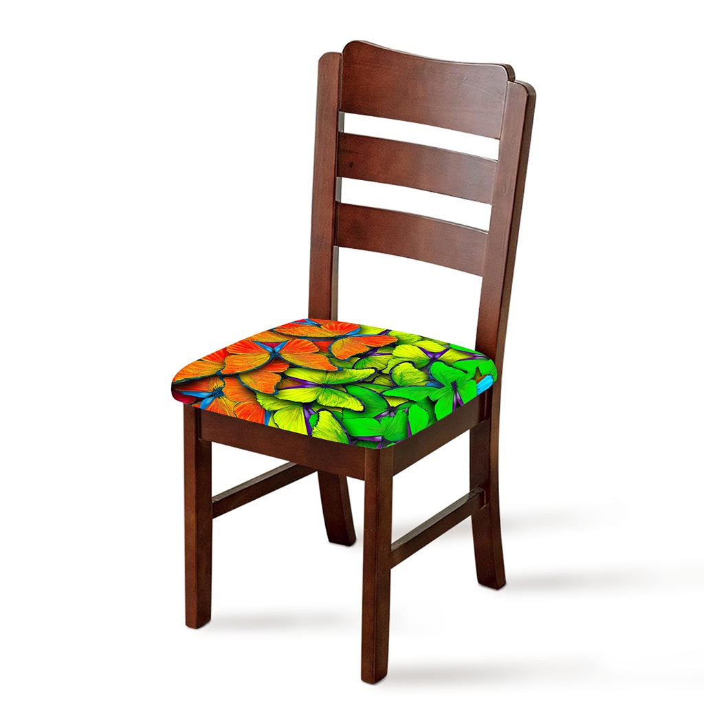Rainbow Butterfly Pattern Print Chair Cushion Cover