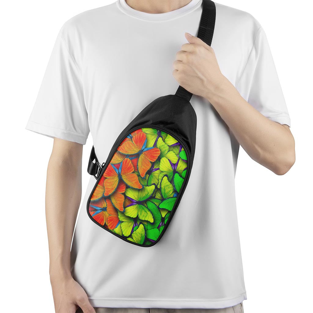 Rainbow Butterfly Pattern Print Chest Bag