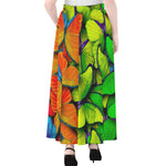 Rainbow Butterfly Pattern Print Chiffon Maxi Skirt