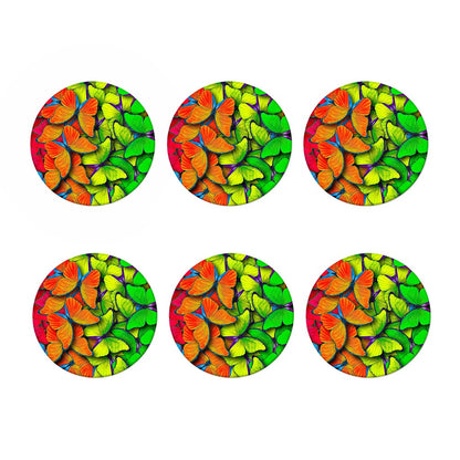 Rainbow Butterfly Pattern Print Coaster Set