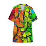Rainbow Butterfly Pattern Print Cotton Hawaiian Shirt