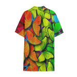 Rainbow Butterfly Pattern Print Cotton Hawaiian Shirt