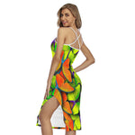 Rainbow Butterfly Pattern Print Cross Back Cami Dress