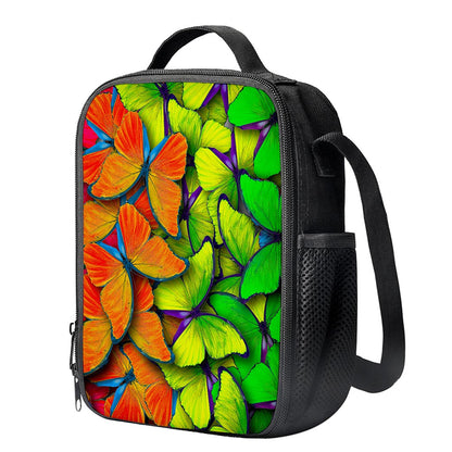 Rainbow Butterfly Pattern Print Crossbody Lunch Bag