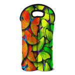 Rainbow Butterfly Pattern Print Double Neoprene Wine Tote
