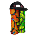 Rainbow Butterfly Pattern Print Double Neoprene Wine Tote