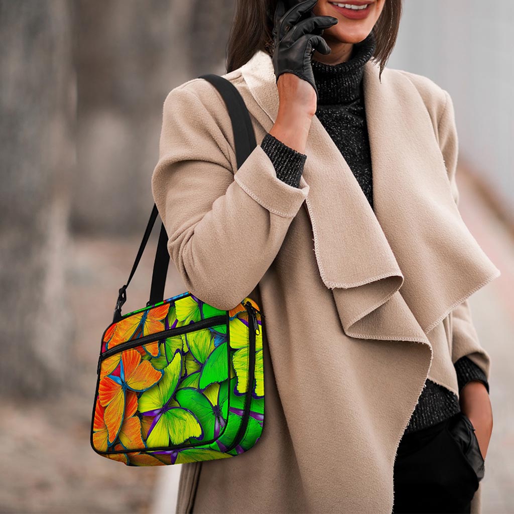 Rainbow Butterfly Pattern Print Double Strap Bible Bag