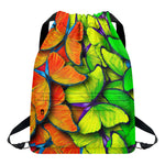 Rainbow Butterfly Pattern Print Drawstring Backpack