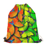Rainbow Butterfly Pattern Print Drawstring Bag
