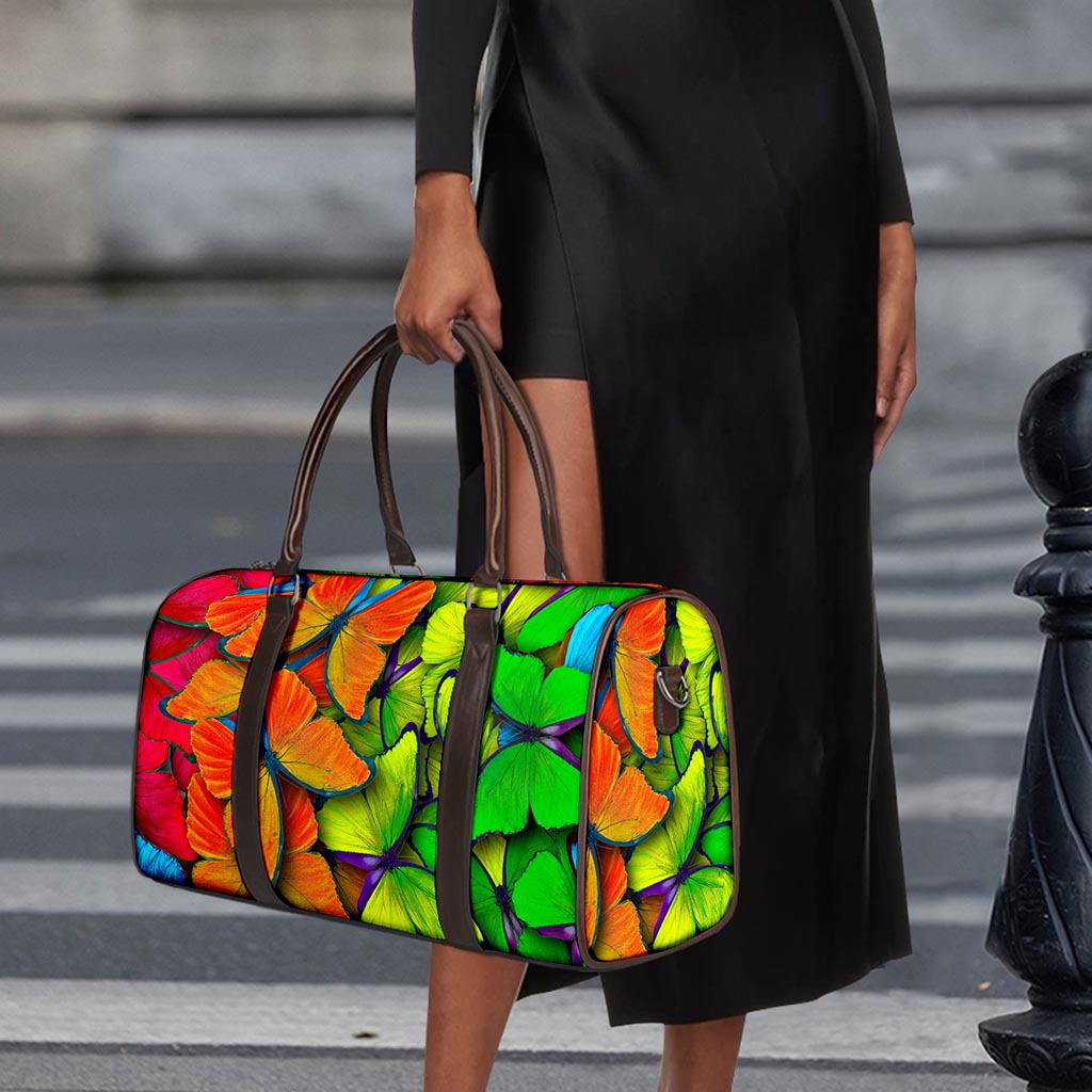 Rainbow Butterfly Pattern Print Duffle Bag