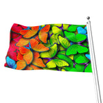 Rainbow Butterfly Pattern Print Flag