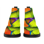 Rainbow Butterfly Pattern Print Flat Ankle Boots