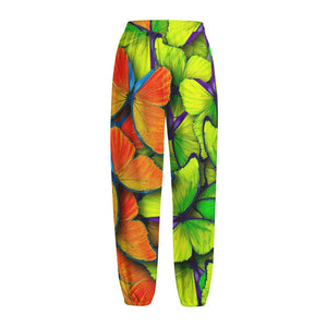 Rainbow Butterfly Pattern Print Fleece Lined Knit Pants