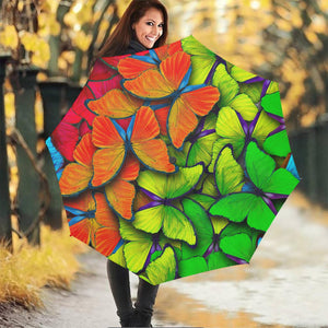 Rainbow Butterfly Pattern Print Foldable Umbrella