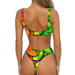 Rainbow Butterfly Pattern Print Front Bow Tie Bikini
