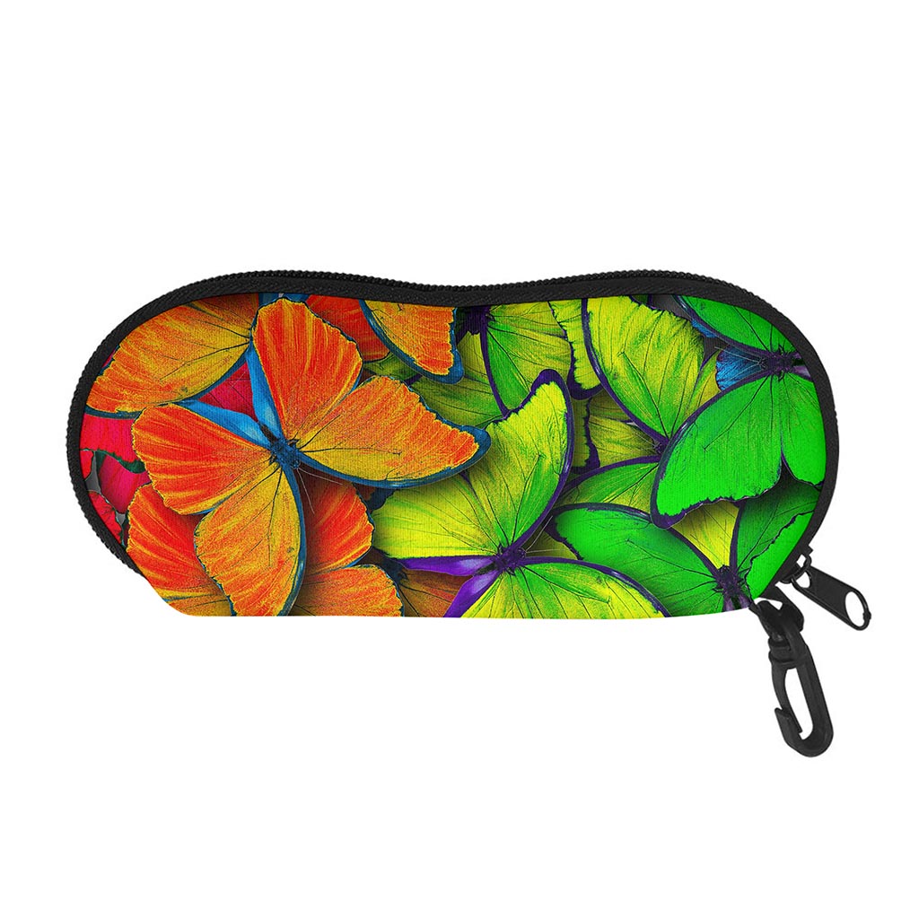 Rainbow Butterfly Pattern Print Glasses Case