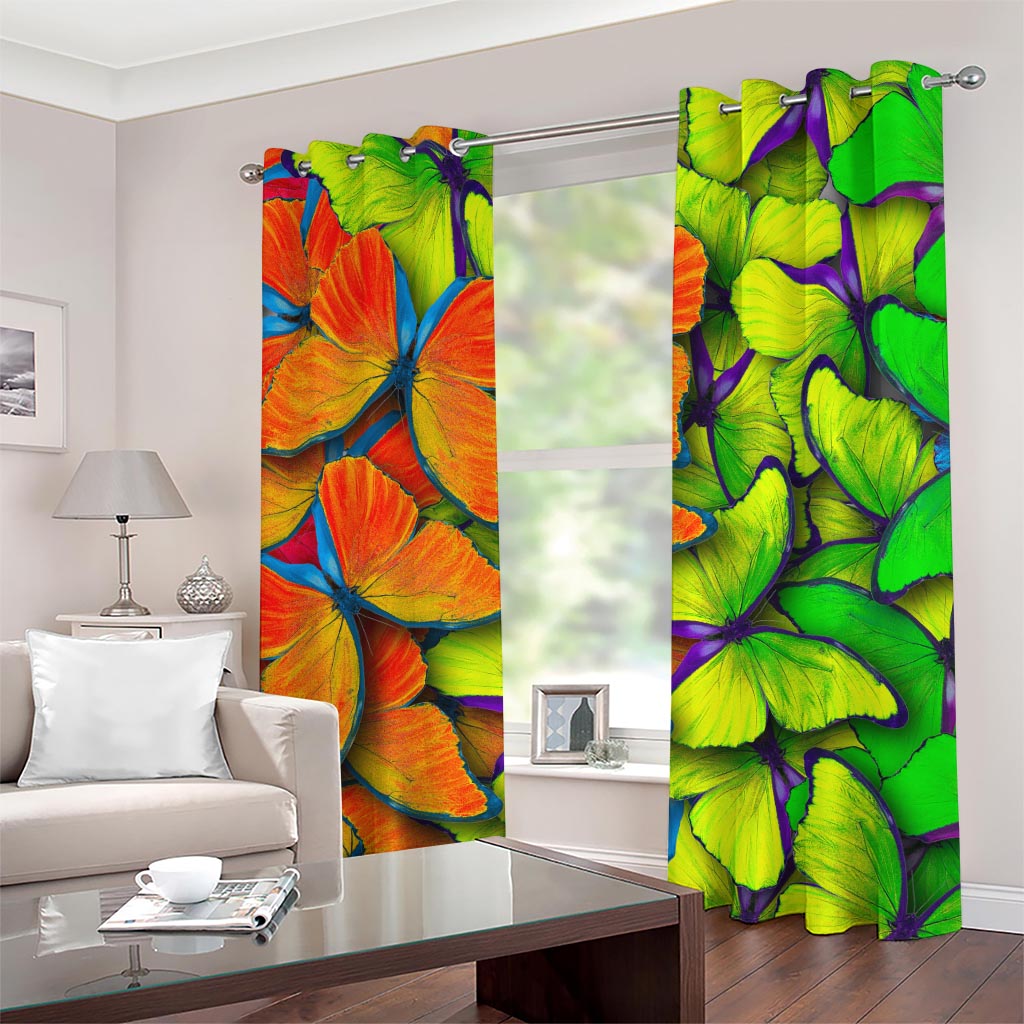 Rainbow Butterfly Pattern Print Grommet Curtains