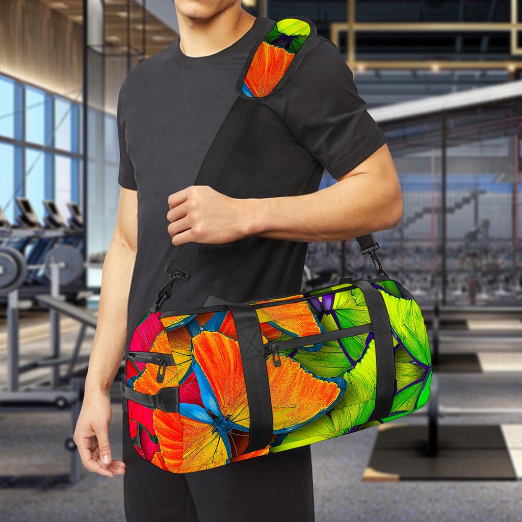 Rainbow Butterfly Pattern Print Gym Bag