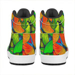 Rainbow Butterfly Pattern Print High Top Leather Sneakers