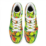 Rainbow Butterfly Pattern Print High Top Leather Sneakers