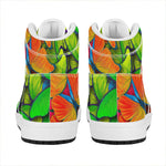 Rainbow Butterfly Pattern Print High Top Leather Sneakers