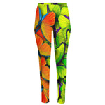 Rainbow Butterfly Pattern Print High-Waisted Pocket Leggings