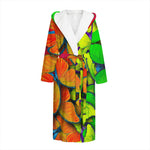 Rainbow Butterfly Pattern Print Hooded Bathrobe