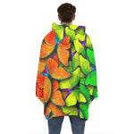 Rainbow Butterfly Pattern Print Hoodie Blanket