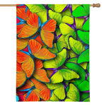 Rainbow Butterfly Pattern Print House Flag