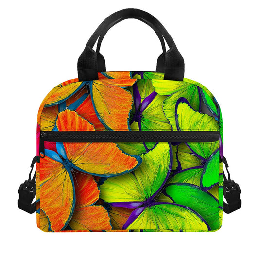 Rainbow Butterfly Pattern Print Insulated Lunch Bag