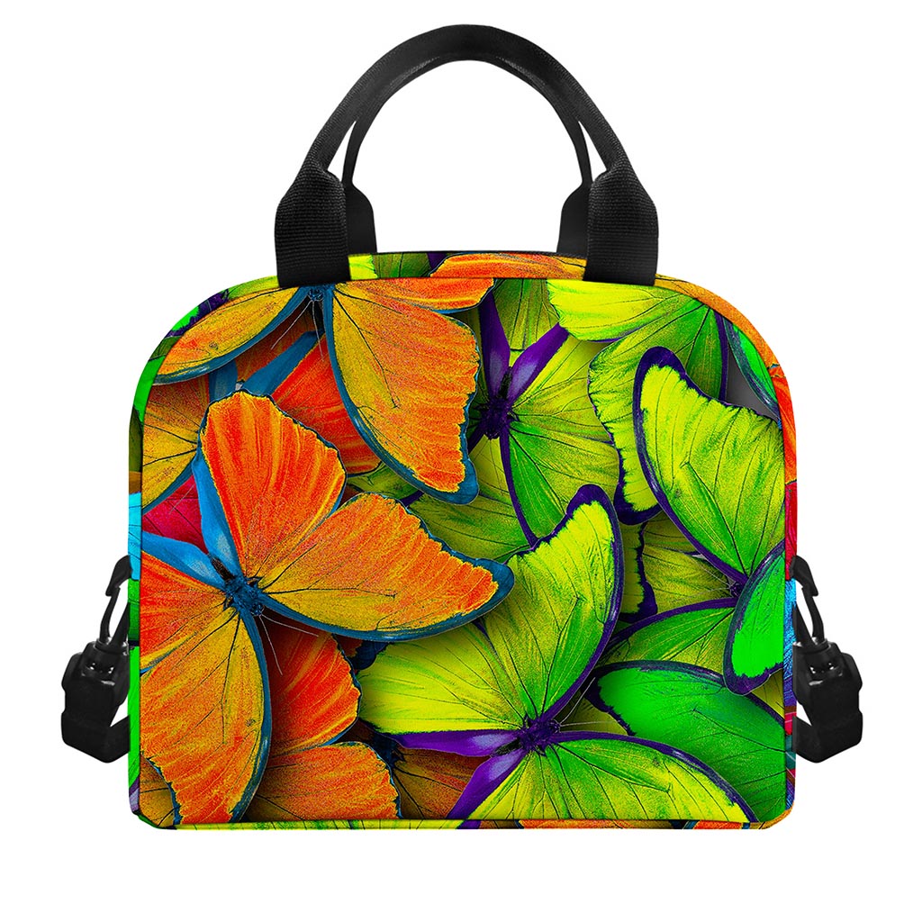 Rainbow Butterfly Pattern Print Insulated Lunch Bag