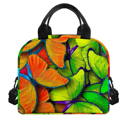 Rainbow Butterfly Pattern Print Insulated Lunch Bag