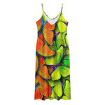 Rainbow Butterfly Pattern Print Jersey Midi Cami Dress