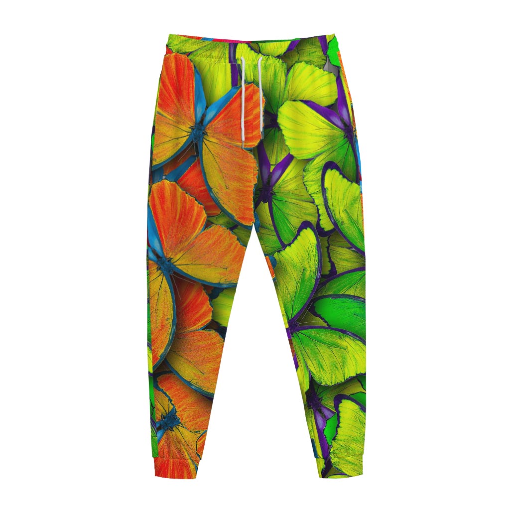 Rainbow Butterfly Pattern Print Jogger Pants
