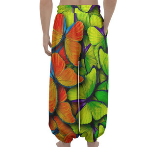 Rainbow Butterfly Pattern Print Lantern Pants