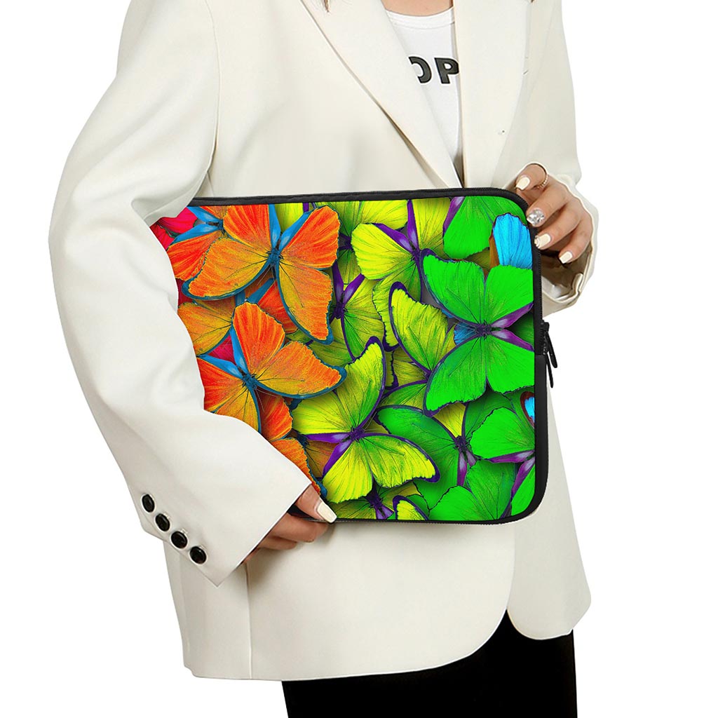 Rainbow Butterfly Pattern Print Laptop Sleeve