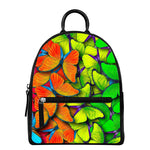 Rainbow Butterfly Pattern Print Leather Backpack
