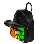 Rainbow Butterfly Pattern Print Leather Backpack