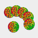 Rainbow Butterfly Pattern Print Leather Coaster Set