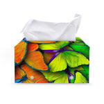 Rainbow Butterfly Pattern Print Leather Tissue Box Cover