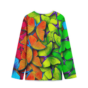 Rainbow Butterfly Pattern Print Long Sleeve Short Coat