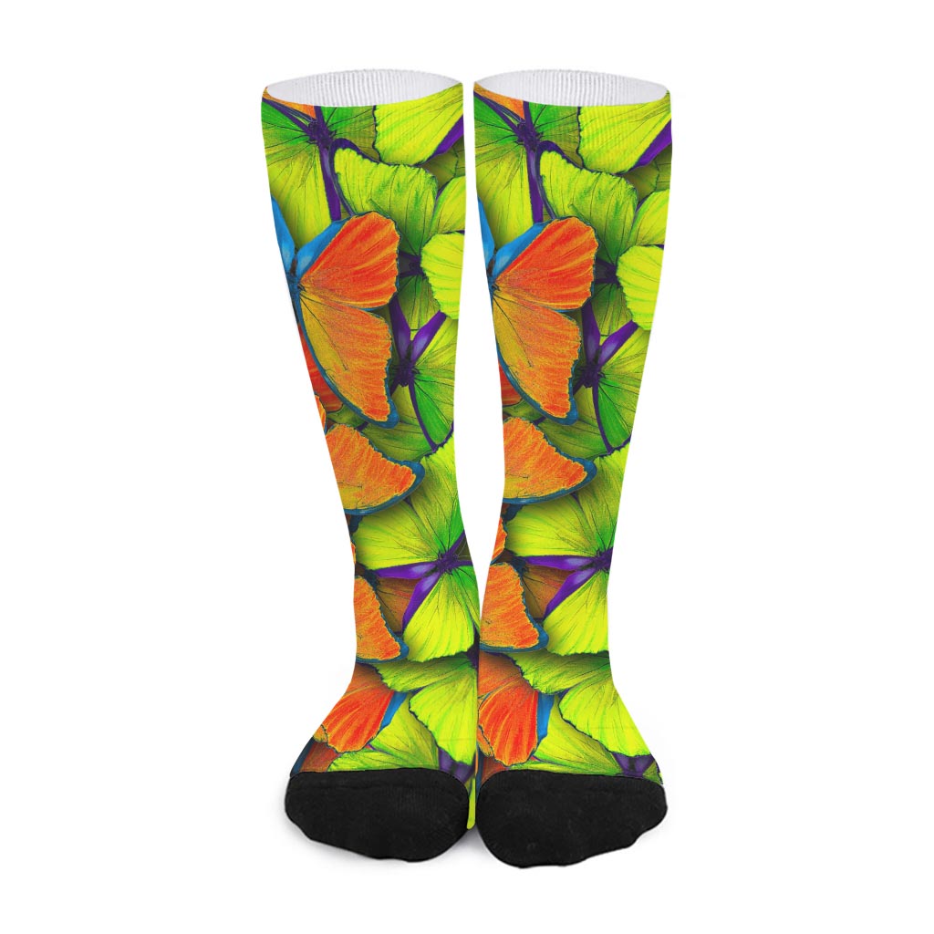 Rainbow Butterfly Pattern Print Long Socks