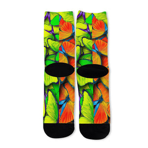 Rainbow Butterfly Pattern Print Long Socks