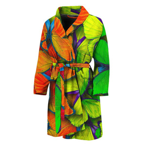 Rainbow Butterfly Pattern Print Men's Bathrobe