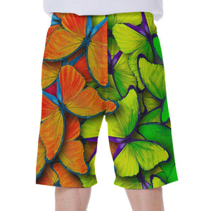 Rainbow Butterfly Pattern Print Men's Beach Shorts